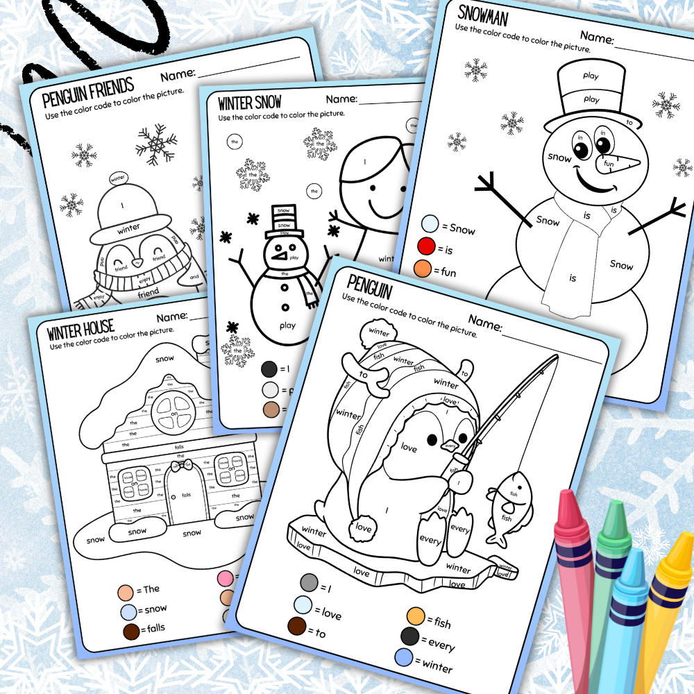Winter Sight Words Coloring Pages - Digital – Butterfly Treasures