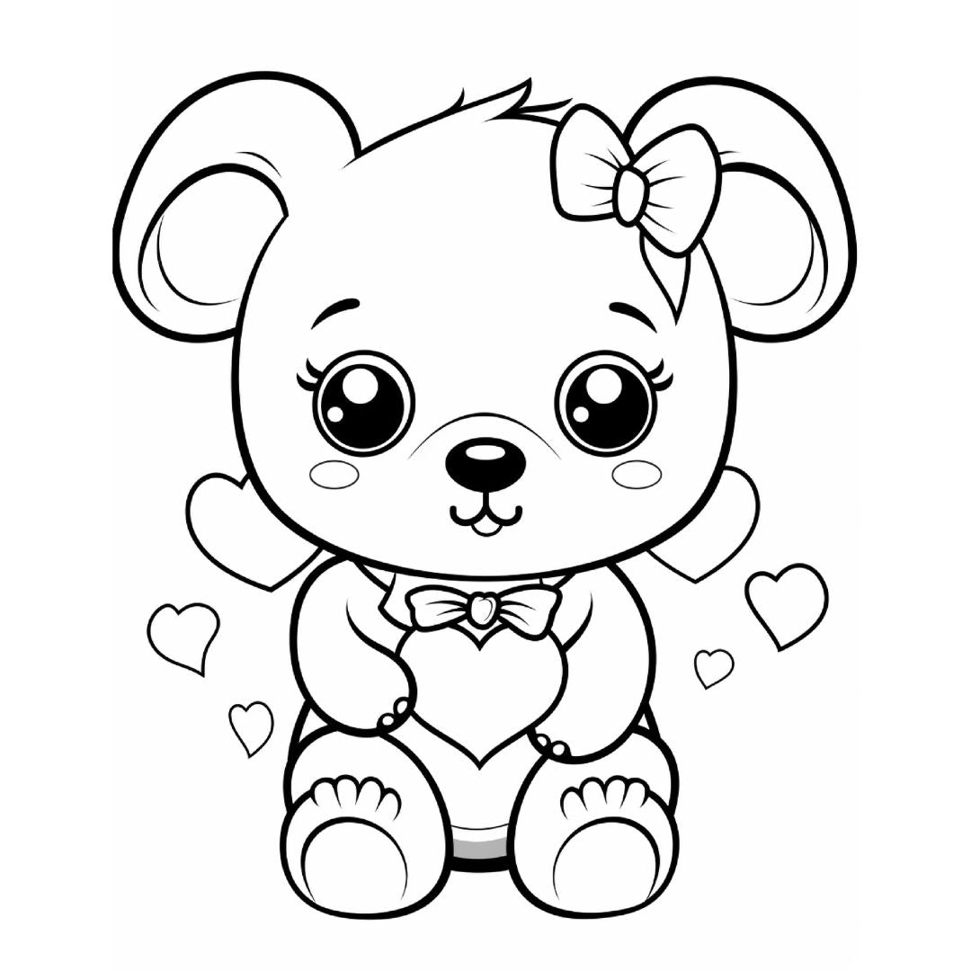 Valentine Teddy Bear Coloring Pages - Vol 1