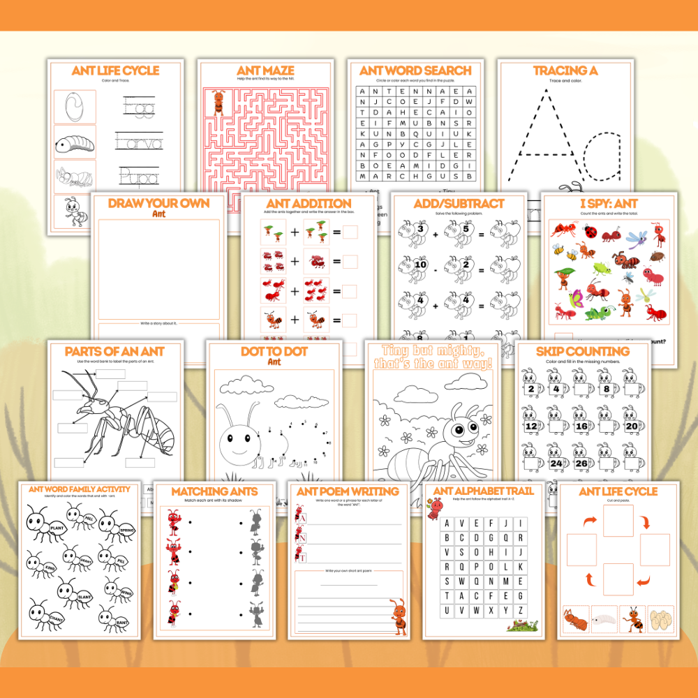 Ant Themed Activity Bundle - Digital – Butterfly Treasures