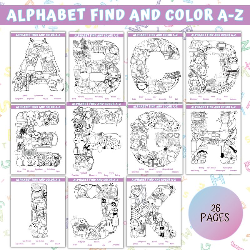 Alphabet Find and Color Coloring Book