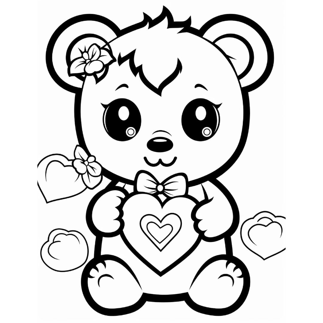 Valentine Teddy Bear Coloring Pages - Vol 1