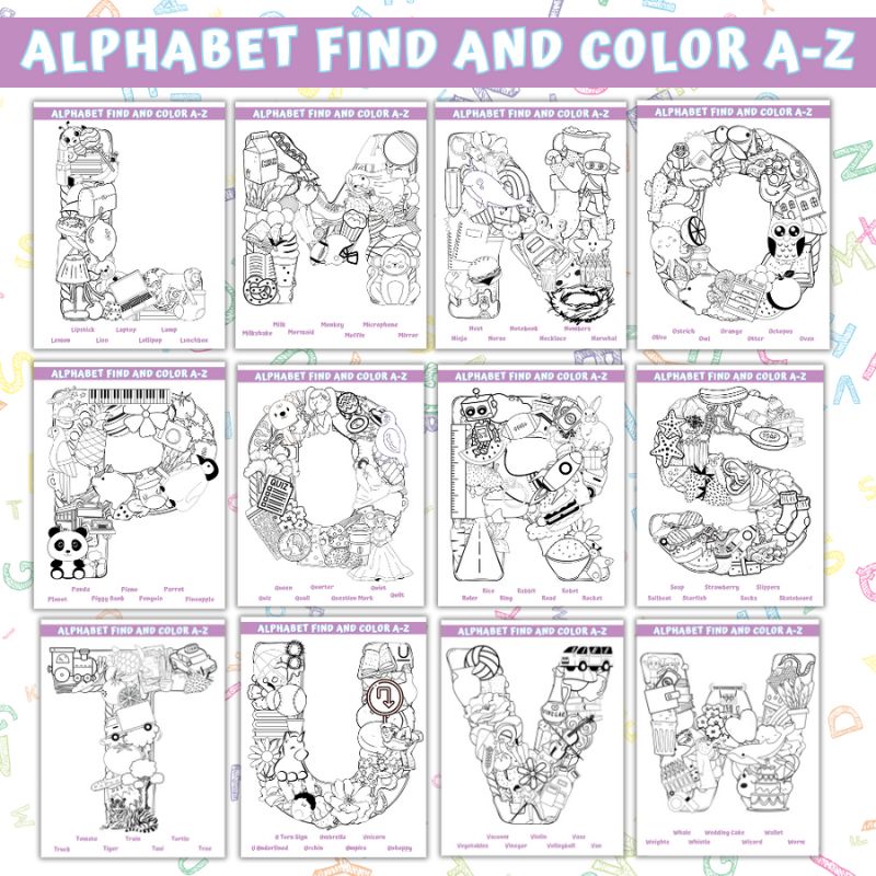 Alphabet Find and Color Coloring Book