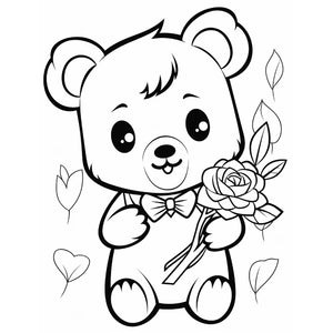 Valentine Teddy Bear Coloring Pages - Vol 1