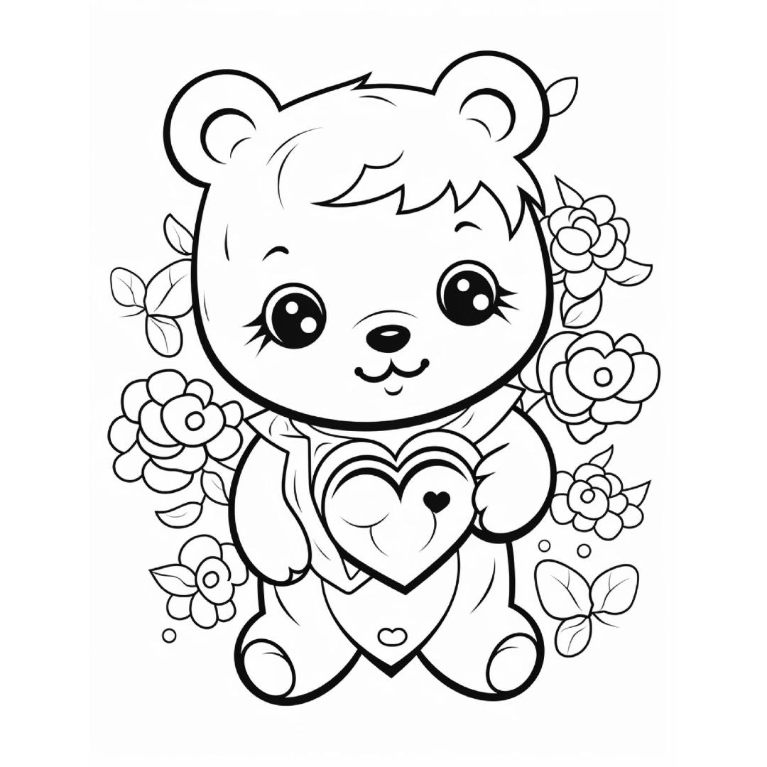 Valentine Teddy Bear Coloring Pages - Vol 1