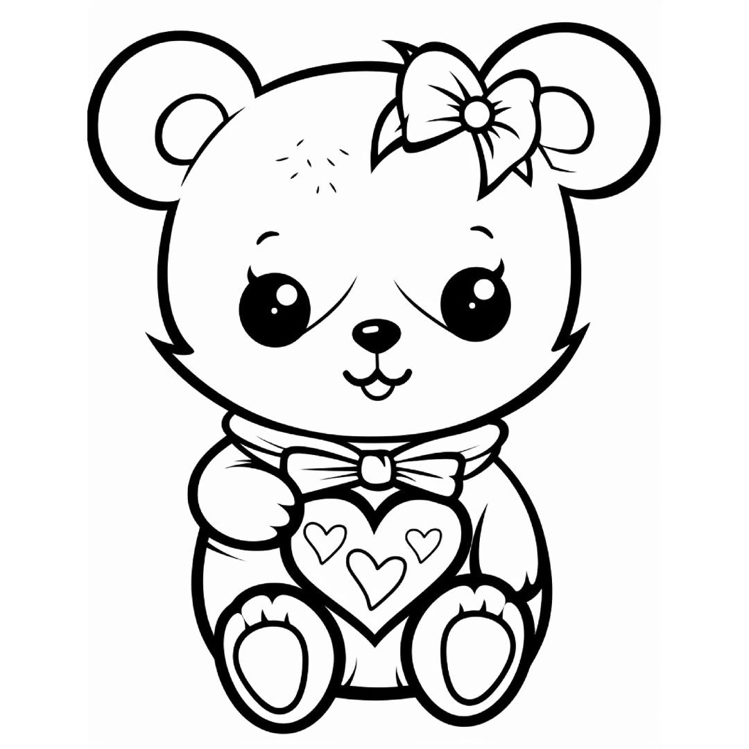 Valentine Teddy Bear Coloring Pages - Vol 1