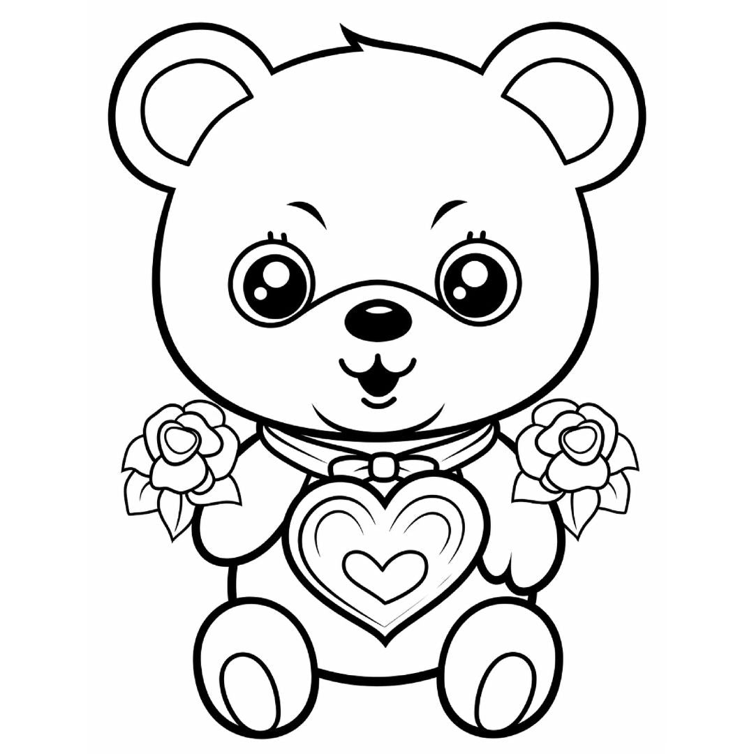 Valentine Teddy Bear Coloring Pages - Vol 1