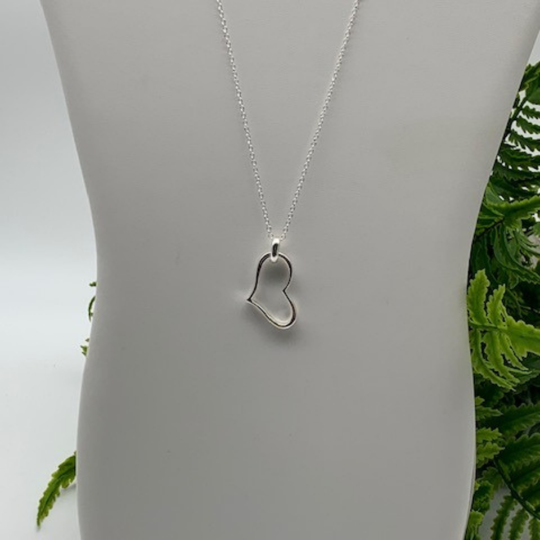 Floating Heart Necklace Necklace Heart Silver Necklace Jewelry Gift Heart Necklace