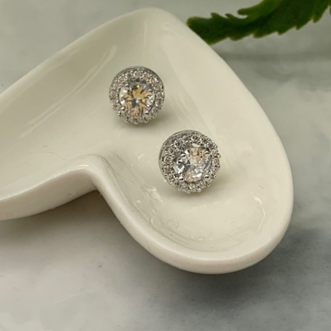 Round Halo Stud Earrings