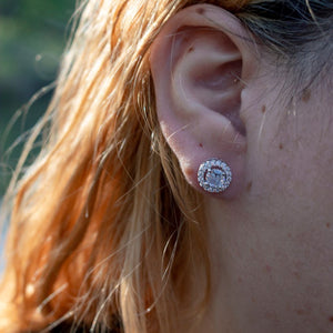Round Halo Stud Earrings